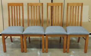 4 x Timber Dining Chairs with Grey Fabric padded cushions - Dimensions 460W x 480D x 980Hmm