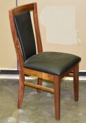 3 x Timber with Black PU Padded cushion top Dining chairs - Dimensions 500W x 450D x 940H mm. - 2
