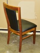 3 x Timber with Black PU Padded cushion top Dining chairs - Dimensions 500W x 450D x 940H mm. - 3