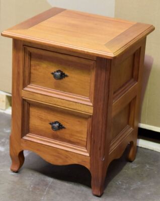 2 Drawer Timber Bedside Table - Dimensions 510W x 450D x 670H mm