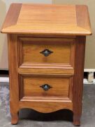 2 Drawer Timber Bedside Table - Dimensions 510W x 450D x 670H mm - 2