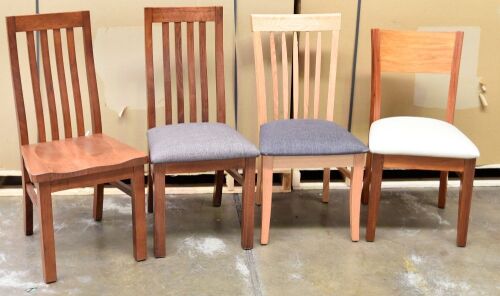 4 x Assorted Timber Dining Chairs. Different colours, styles, and sizes - Refer to images