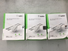 3x Belkin USB-C Wall Charger 20W + USB-C Cable with Lightning Connector - 2
