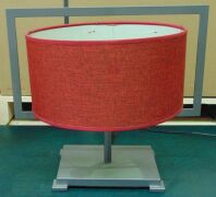 Pair of Matching bedside lamps. Metal frame with Maroon Shades - 2