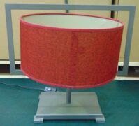 Pair of Matching bedside lamps. Metal frame with Maroon Shades - 3