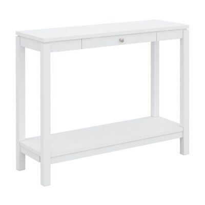 Braque Solid Rubberwood Timber Hall Table, 100cm, White 100cm W x 35cm D x 80cm H