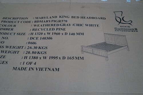 Maryland King Bed Dimensions: 1320H x 1960H x 140D mm