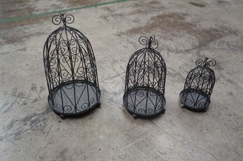 Set of Three Wire Birdcage Dome