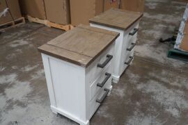 2 x White 3-Drawer Bedside Table - 2