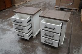 2 x White 3-Drawer Bedside Table - 3