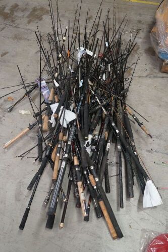 Aprox 60 Assorted Fishing Rods With Damaged Tips ( Comprises Of Shimano, Daiwa, Wilson, Camostick, Adrift, Catana, Gladiator Brands)