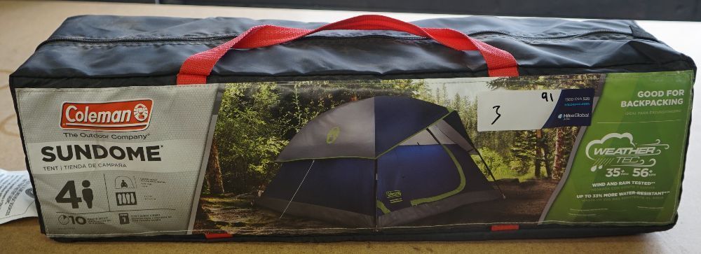 Coleman Sundome 4 Person Dome Tent - 2.7x2.1x1.5M in carry bag 