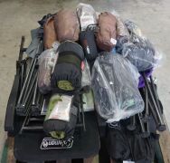 pallet of assorted camping chairs and sleeping bags - 2