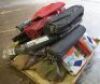pallet of assorted camping accessories, consisting of sleeping bags, camp chairs, air mattress and more