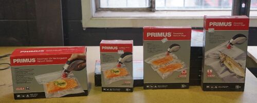 Box of Primus brand hand held vacuum sealer bags included (2 x Small, 2 x medium 4 x large)