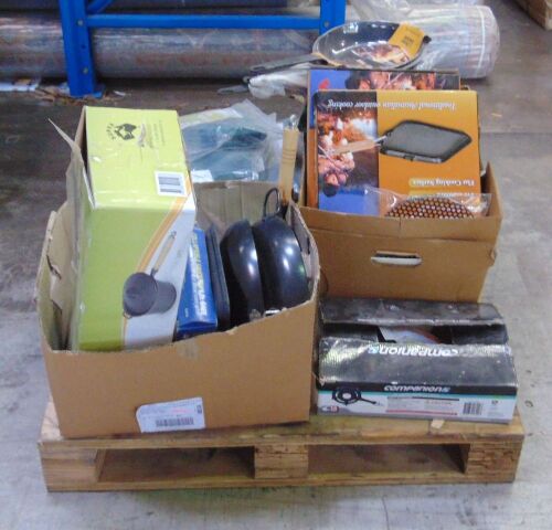 Assorted Pallet of Camping utensiles comprising of Campfire Accessories, Portable Toilets, Hose Nets