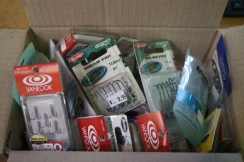 Box of Assorted Hooks comprising of Vanfook, Berkley and Mustad<p>Note: Items were part of insurance claim pertaining to transit damage. Sold as is. May contain faults\damages.
