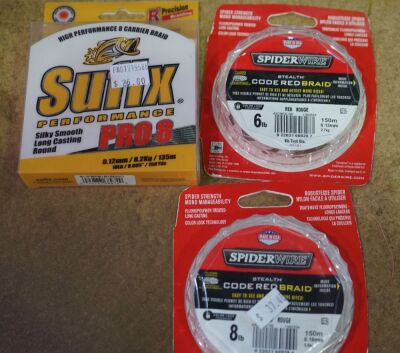 Spiderware Code Red Raid Line x 2 + 1 x Suffic Pro 8 Fishing Line pack combo<p>Note: Items were part of insurance claim pertaining to transit damage. Sold as is. May contain faults\damages.