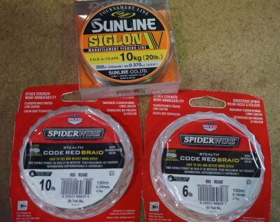 Spiderware Code Red Raid Line x 2 + 1 x Sunline Siglow V Fishing Line pack combo