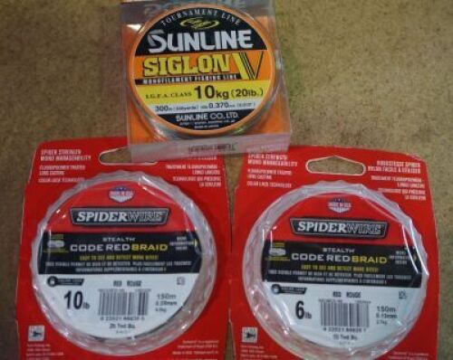 Spiderware Code Red Raid Line x 2 + 1 x Sunline Siglow V Fishing Line pack combo
