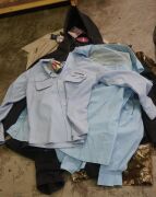 Box of assorted outdoor clothing comprising of adult and kids shirts, shorts, pants, hats and shoes - 2