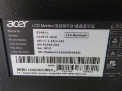 Acer 24" Monitor, Model: G246HL, with power lead - 4