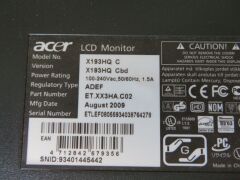 3 x Assorted Monitors comprising; 1 x Acer, Model: R205H; 1 x Acer, Model: X193HQ; 1 x Asus, Model: VH192C - 7