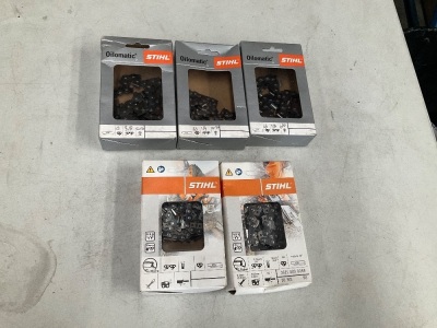 5 x STIHL Oilomatic Chains ( Various sizes see photos)