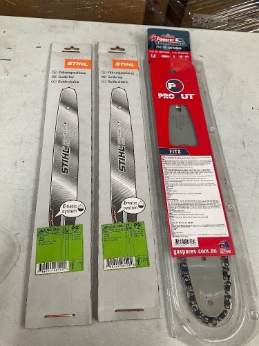 2 x STIHL Guide Bar 35cm/ 14’’ and 1 x GA Forestry Guide Bar GAFAA1420DL 14’’ 