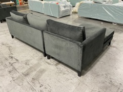Murraya 2.5 Seater Chaise Lounge in Upholstered Regis Charcoal Fabric - 6