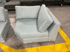 Cadiz 2 Seater Fabric Upholstered Lounge and Corner Module in Chandon Chambray - 8