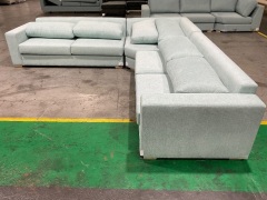 Cadiz 7 Seater Fabric Upholstered Modular Lounge in Chandon Aqua - 3