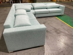 Cadiz 7 Seater Fabric Upholstered Modular Lounge in Chandon Aqua - 4