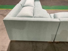 Cadiz 7 Seater Fabric Upholstered Modular Lounge in Chandon Aqua - 7