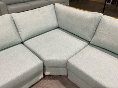 Cadiz 7 Seater Fabric Upholstered Modular Lounge in Chandon Aqua - 12