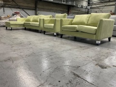 Murraya Lounge Suite with 2.5 Seater LH Chaise Lounge, 2 Seater Lounge, and 1 Seater Armchair in Upholstered Regis Celery Fabric - 3