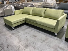 Murraya Lounge Suite with 2.5 Seater LH Chaise Lounge, 2 Seater Lounge, and 1 Seater Armchair in Upholstered Regis Celery Fabric - 5