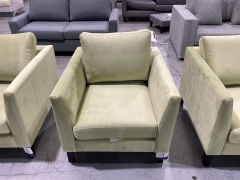 Murraya Lounge Suite with 2.5 Seater LH Chaise Lounge, 2 Seater Lounge, and 1 Seater Armchair in Upholstered Regis Celery Fabric - 6