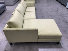 Murraya Lounge Suite with 2.5 Seater LH Chaise Lounge, 2 Seater Lounge, and 1 Seater Armchair in Upholstered Regis Celery Fabric - 20