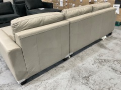 2.5 Seater Sofa Bed and Storage Chaise in Leather Light Grey - 12