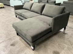 Murraya 2.5 Seater Left Hand Chaise Lounge in Upholstered Regis Charcoal Fabric - 5