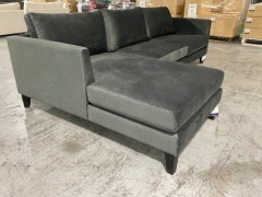Murraya 2.5 Seater Chaise Lounge in Upholstered Regis Charcoal Fabric - 3