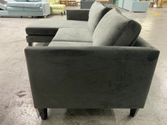 Murraya 2.5 Seater Chaise Lounge in Upholstered Regis Charcoal Fabric - 4