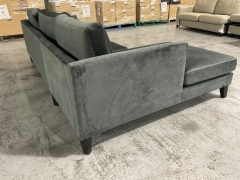 Murraya 2.5 Seater Chaise Lounge in Upholstered Regis Charcoal Fabric - 8