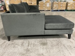 Murraya 2.5 Seater Chaise Lounge in Upholstered Regis Charcoal Fabric - 9