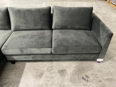 Murraya 2.5 Seater Chaise Lounge in Upholstered Regis Charcoal Fabric - 10
