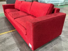 3 Seater Sofa Upholstered in Red Fabric - 4