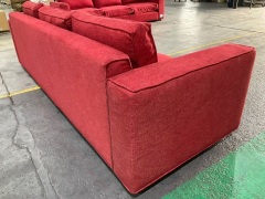 3 Seater Sofa Upholstered in Red Fabric - 7