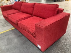 3 Seat Sofa Upholstered in Red Fabric - 8