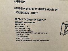 Hampton Dresser 5 Drawer and Glass Door - 5